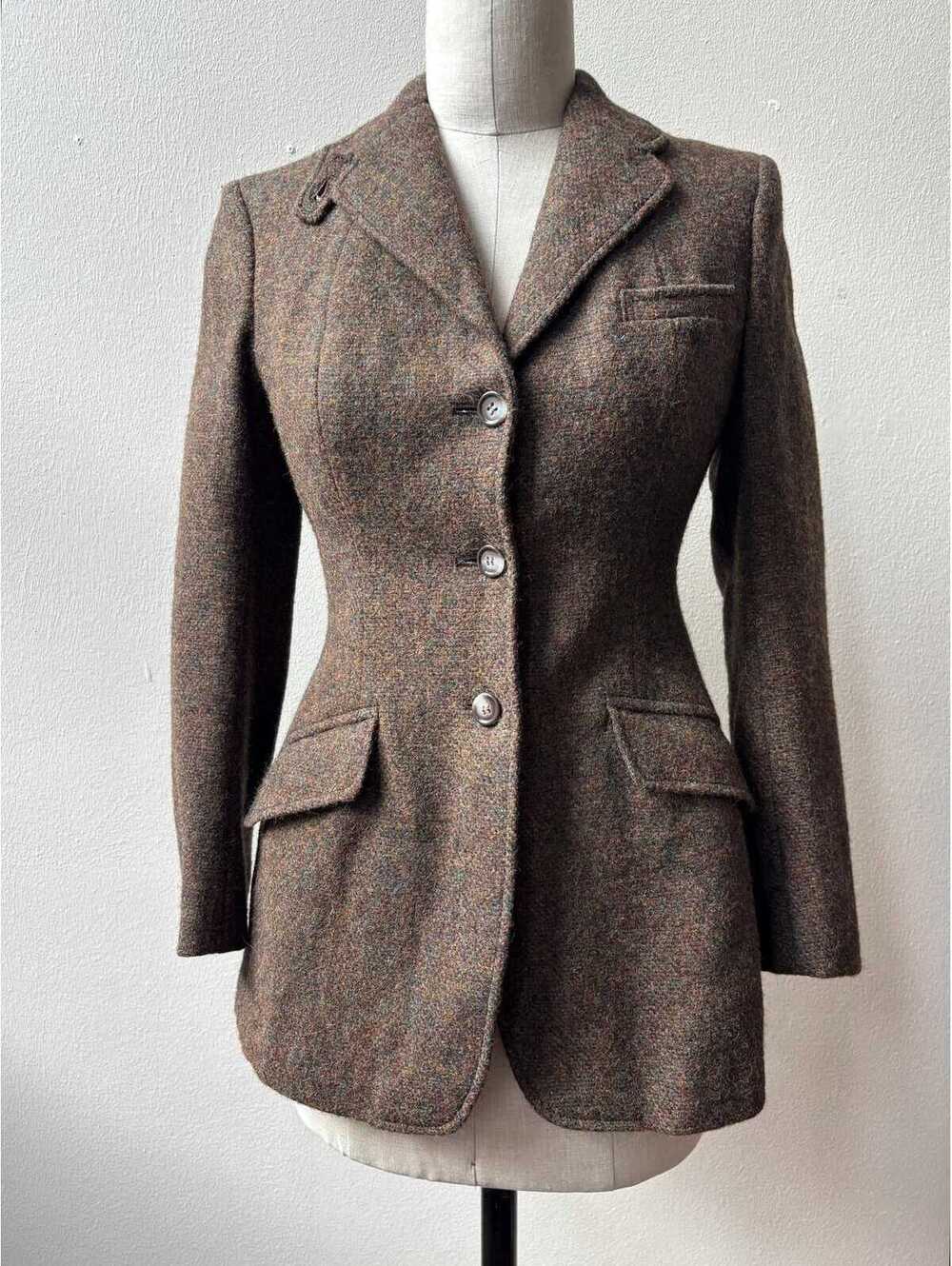 Vintage 1970s Harris Tweed Wool Equestrian Riding Jacket Blazer